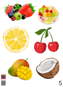 PLANTILLA de 20 xm x 14,4 cm DE APLIQUES DTF TERMOPEGABLE TEMATICA FRUTAS