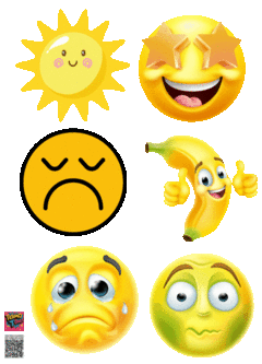 PLANTILLA 20 cm x 14,4 cm DE APLIQUES DTF TERMOPEGABLE TEMATICA EMOJIS - BOX POPULIX