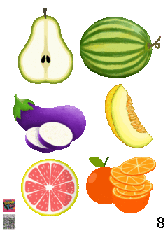 PLANTILLA de 20 xm x 14,4 cm DE APLIQUES DTF TERMOPEGABLE TEMATICA FRUTAS - BOX POPULIX