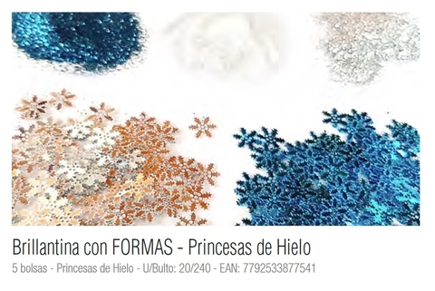 Brillantina C/Formas princesas de Hielo x 5 sobres
