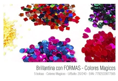 Brillantina C/Formas colores mágicos x 5 sobres