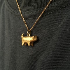Collar gato gordo de bronce