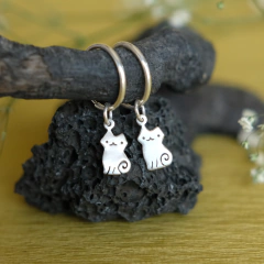Anillo + aros gato de plata