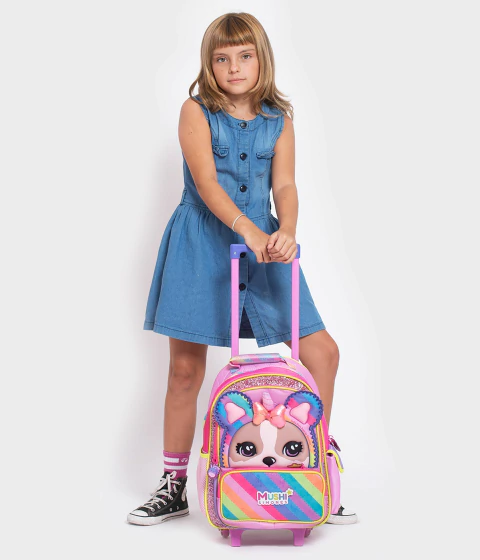 MOCHILA 16" CON CARRO SOFIA POM POM MOÑO