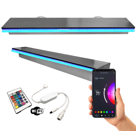 120cm Cascada Para Piscina De Pared Mocona + Kit Led Wifi