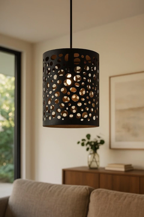 Lámpara Colgante De Acero Calado 18x16cm Esea, Negro Moderna - comprar online