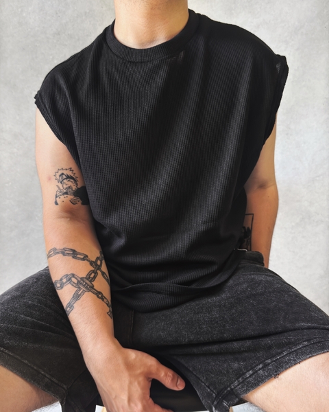 Musculosa Waffle Negra