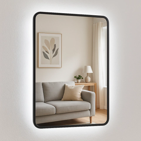 Espejo Rectangular 60x80cm Led Borde Simil Hierro de Pvc - comprar online