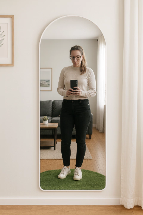 Espejo Arqueado Cuerpo Entero 120 X 50 Cm Marco En Pvc - comprar online