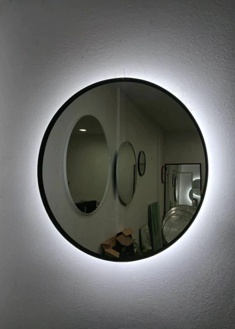 Espejo Circular 80cm Led Borde Simil Hierro de Pvc - comprar online