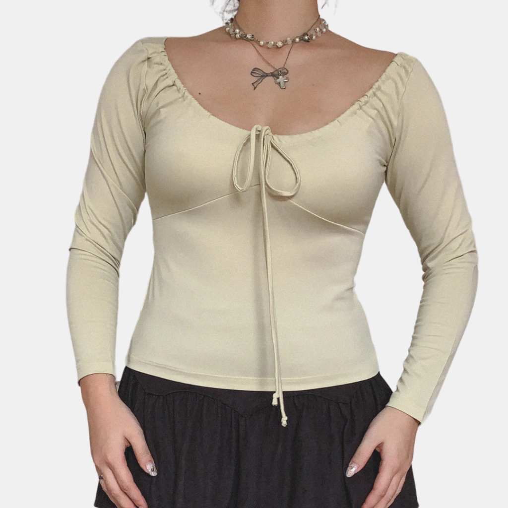 blusa bege amarração
