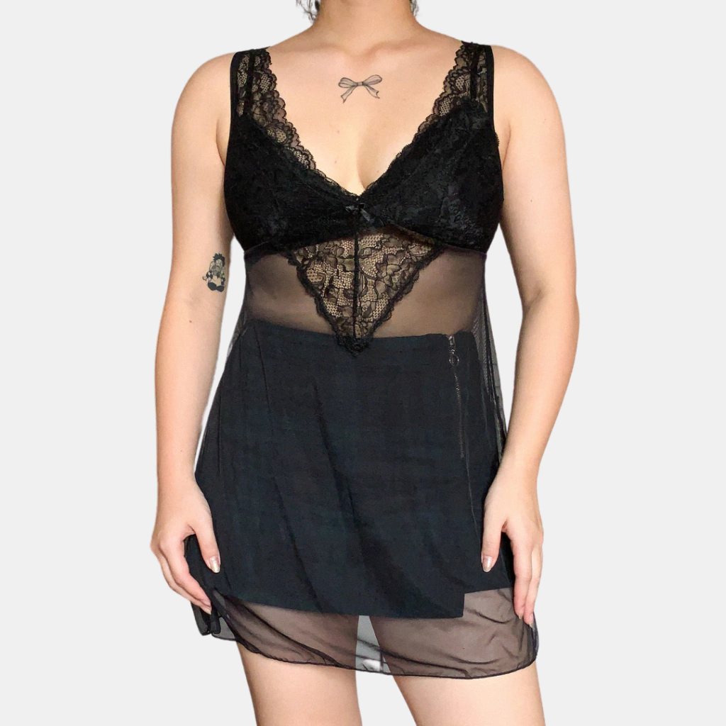 babydoll preto renda
