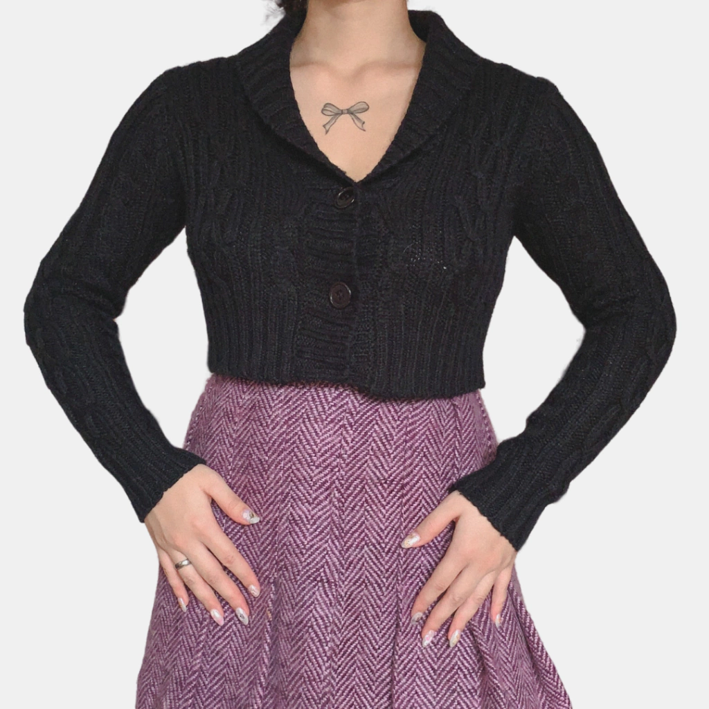 cardigan preto cropped