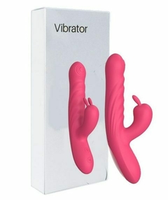 VIBRADOR DOBLE ESTIMULACION USB CON OREJITAS EN CLITORIS SUBE-BAJA EN PUNTO G 22X3,2CM. TJ3028 - comprar online