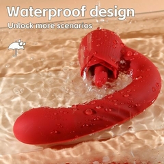 VIBRADOR "ROSE" USB CON LENGUA ESTIMULADORA DE CLITORIS, SUBE Y BAJA EN PUNTO G 13X3,5CM. TJ3041 - eclipsia