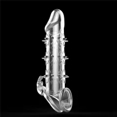 FUNDA WOLF WARRIOR 13,8X3CM - TACHAS EN PUNTA + ESTIMULADOR CLITORIAL. PP29