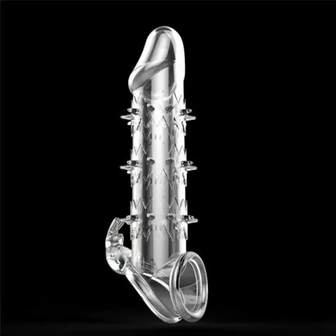 FUNDA WOLF WARRIOR 13,8X3CM - TACHAS EN PUNTA + ESTIMULADOR CLITORIAL. PP29