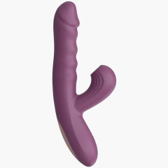 VIBRADOR DOBLE ESTIMULACION "TELESCOPIC" RECARGABLE, CON SUCCIONADOR Y SUBE Y BAJA. TJ3027
