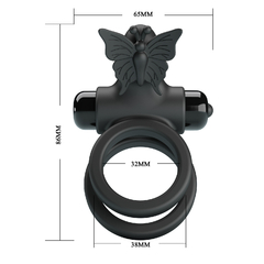 ANILLO VIBRADOR DOBLE CON MARIPOSA ESTIMULADORA 8,6X3,2CM 10 FUNCIONES. BI-210296 - comprar online