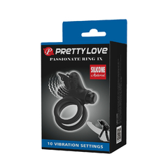 ANILLO VIBRADOR DOBLE CON MARIPOSA ESTIMULADORA 8,6X3,2CM 10 FUNCIONES. BI-210296