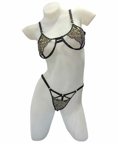 CONJUNTO ELECTRA DE ENCAJE- CORPIÑO CON ARCO Y TANGA CON ARNES. EXELECTRA - tienda online