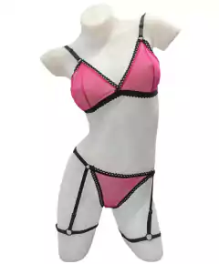 CONJUNTO VENUS DE TUL- CORPIÑO TRIANGULITO TANGA DE TUL CON PORTALIGAS. EXVENUS