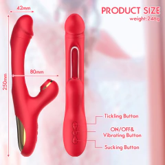 VIBRADOR DOBLE ESTIMULACION USB "MARVEL" CON SUCCIONADOR Y MOVIMIENTO 25X4,2CM. YT24060 - comprar online