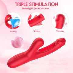 VIBRADOR DOBLE ESTIMULACION USB "MARVEL" CON SUCCIONADOR Y MOVIMIENTO 25X4,2CM. YT24060 - Eclipsia sex shop en Córdoba para toda Argentina