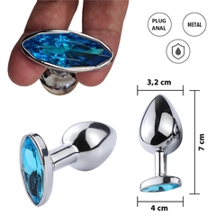 PLUG ANAL PLATEADO T.S CON TOPE ALARGADO Y STRASS OVALADO 7X3,2CM. SS-SF-11066S