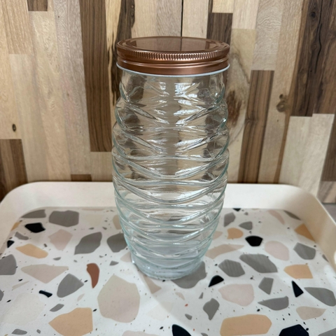 FRASCO DE VIDIRO CIRCULAR CON TAPA DE METAL 1300ML - comprar online