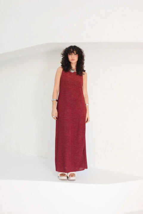 VESTIDO BRILHO DA LUA VINHO