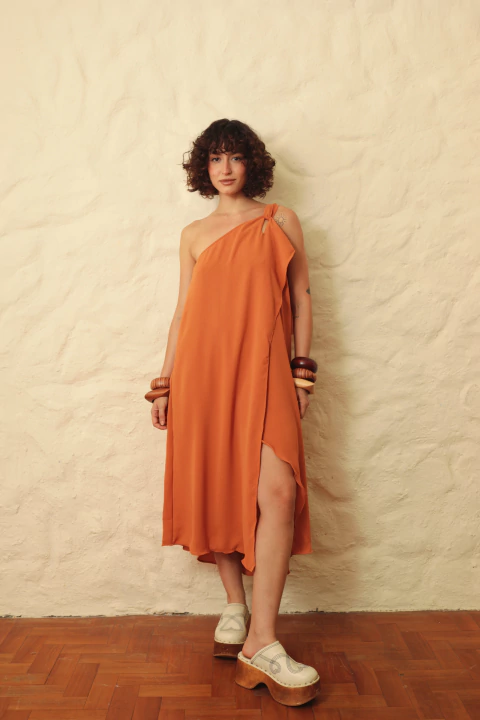 VESTIDO OÁSIS TELHA - comprar online