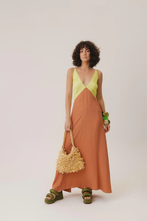 VESTIDO CARIRI EM FESTA VERDE LIMÃO E ROSÊ