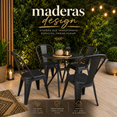 Combo 1 Mesa + 2 silla Tolix en polipropileno y fibra de vidrio. 20% OFF en efectivo