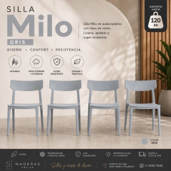 Silla Milo Design color Gris set de 4 sillas. 20% OFF en efectivo.