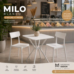 Combo 1 Mesa 60x60 + 4 sillas Milo en Polipropileno y fibra de vidrio. 20%OFF en efectivo - comprar online