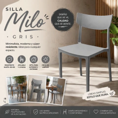 Silla Milo Design color Gris set de 4 sillas. 20% OFF en efectivo. - comprar online