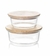 Set de 2 bowls redondos de vidrio con tapa de bamboo en internet