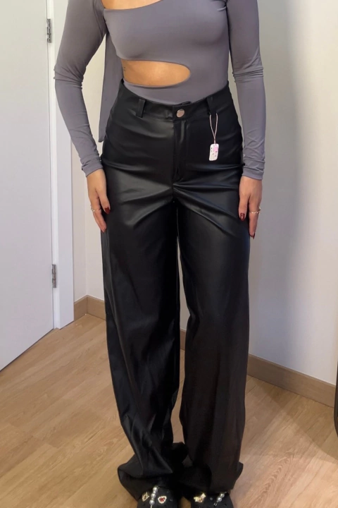 Wide Leg couro