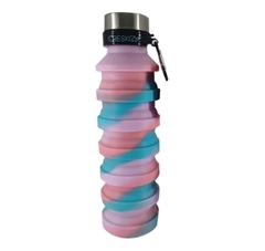 Botella CRESKO SILICONA PLEGABLE ROSA Y CELESTE