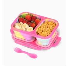 LUNCHERA FOOTY SILICONA PLEGABLE ROSA COMBINADA - Ábrete Sésamo