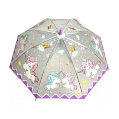 PARAGUA INFANTIL TRANSPARENTE CON UNICORNIOS + SILBATO - comprar online