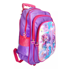 MOCHILA CON CARRO 18" UNICORNIO 3 CIERRES - comprar online