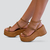 Sandália Strass Plataforma Feminina Caramelo