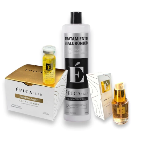 KIT 12 AMPOLLAS ARGAN + TRATAMIENTO HIALURONICO X 900 ML + SERUM ARGAN