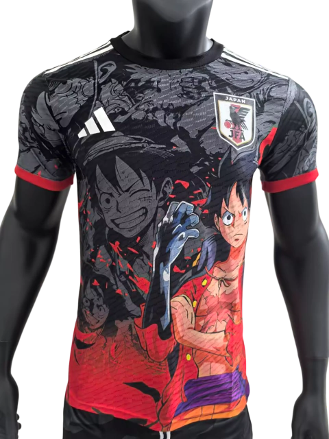 Camisa Seleção do Japão 24/25 Especial Luffy Anime One Piece - Jogador Adidas Masculina - Cinza e Vermelha