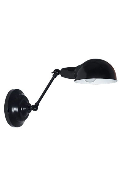 Aplique de pared Singer con brazo articulado regulable en acero color negro - Luminarias Urbanas