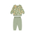 Conjunto blusa manga longa e calça em molecotton verde floral - comprar online