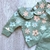Conjunto blusa manga longa e calça em molecotton verde floral - Charming Baby roupas e acessórios infantis