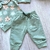 Conjunto blusa manga longa e calça em molecotton verde floral - loja online